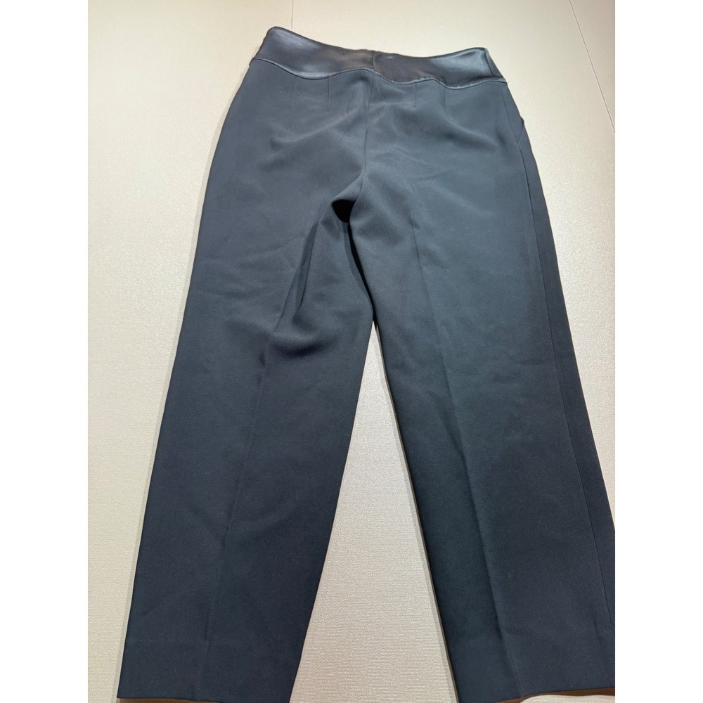 St. John Black Satin Waistband Wide Leg Dress Pants Side Zip Womens‎ Size 6 - Picture 8 of 8